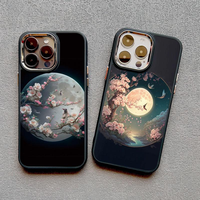 Luxury Moon On The Branch Soft Silicone Phone Cases For iphone 16 13 12 11 Pro Max 15 14 Pro Max Plus XR X XS 7 8 plus SE2 Cover