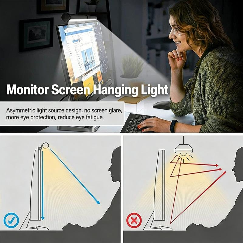 LED Monitorlicht Hängende Schreibtischlampe Berührbare Dimmfunktion Augenfreundlich für Arbeit Gaming Augenschutz Computer Schreibtisch