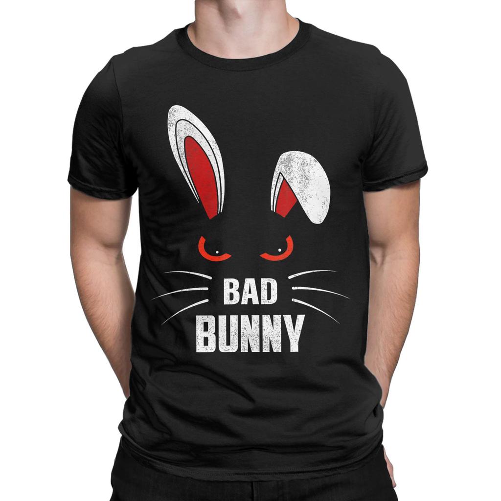 Bad Bunny Scary Rabbit Cool Animal Lover T Shirt Mens 100 Cotton Vintage TShirt Crewneck Tees Short Sleeve Clothes Graphic