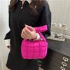 Solid Color Simple Women Bow Top-handle Bags Autumn Versatile Korean Style Ladies Clutch Quilted Cott Design Female Phe Bag