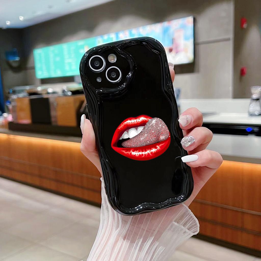 LZ21 Lips kiss design art Clear Soft Wave Phone Cases for Samsung S24 S23 Ultra S20 FE A54 A14 A52s A51 S10 Huawei Honor 90 Protection Back Cover