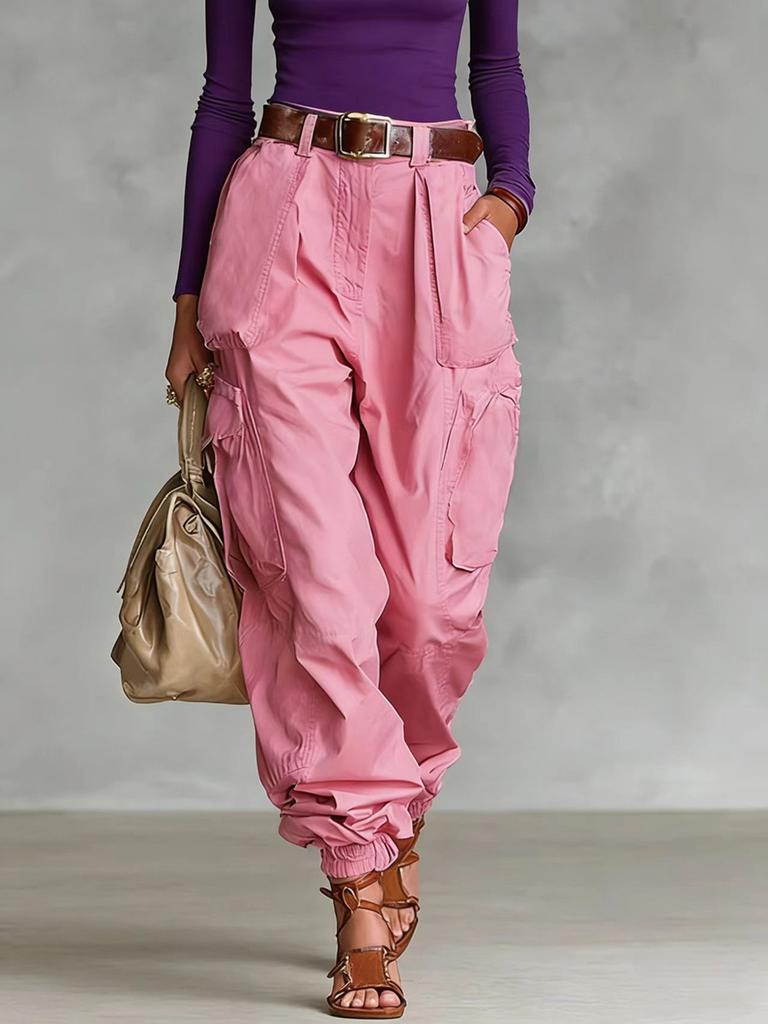 Street Multi-Pocket Workwear Pants Women Loose Wide Leg Casual Long Pants
