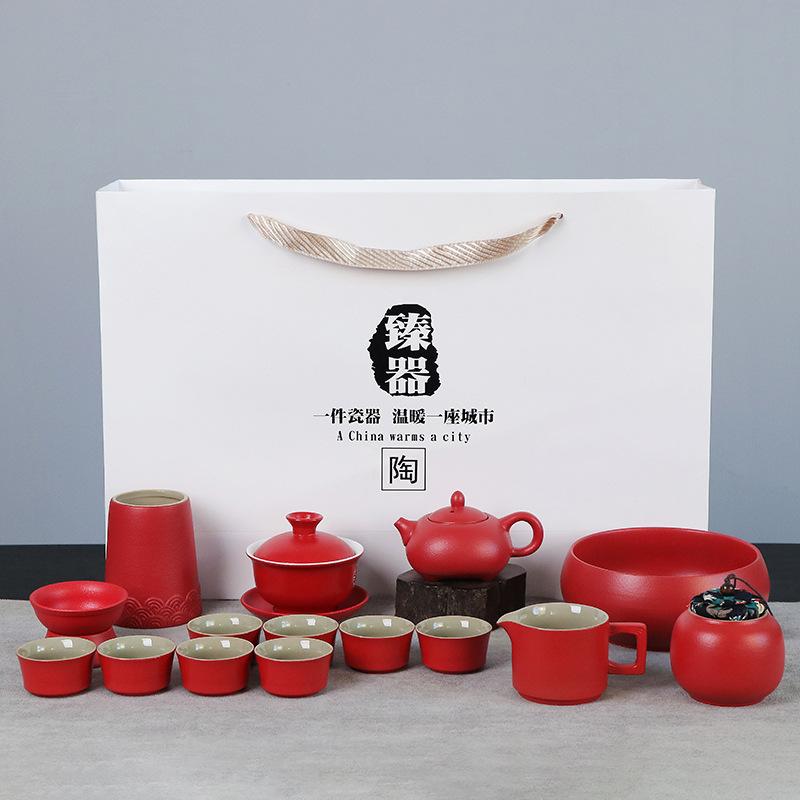 Travel tea set tea tray household kung fu tea set outdoor portable teapot ceramic business gift