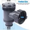 38mm Pool Pump Switch Valve ABS Plunger Type with Rubber Seal Gasket and Compatible 2 1/2 inch 1 1/2 inch Thread Connections