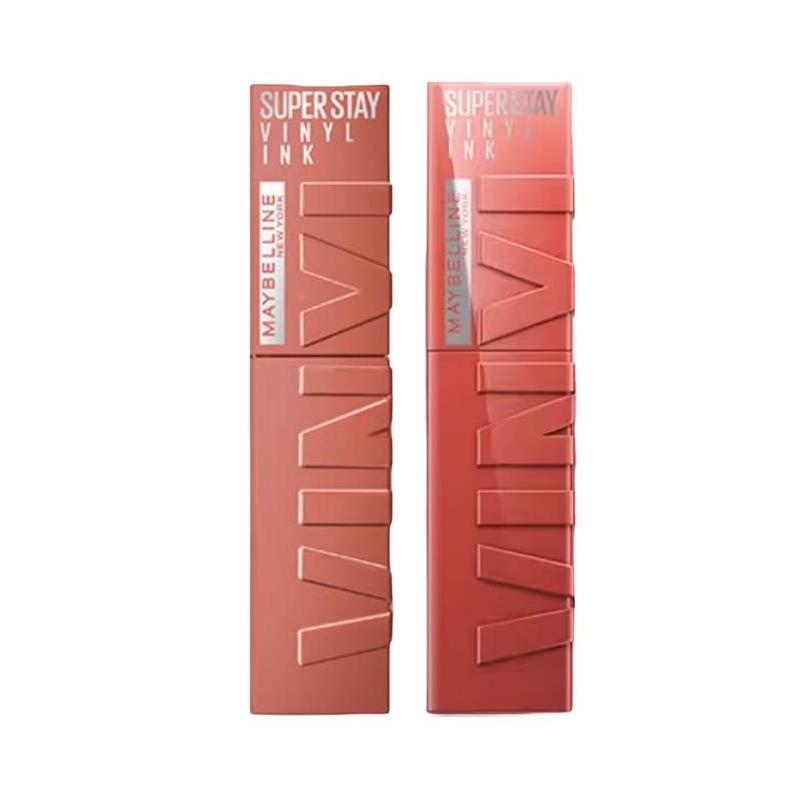 Maybelline lipstick mirror finish Double kiss stick - two-piece set lip glaze 255 lip glaze 125 коричневый