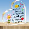 Heartfelt Acrylic Teacher Appreciation Gift - "Big Hearts Shape Little Minds" Inspirational Quote, Vibrant Cartoon Design with Bees, Flowers & Hearts