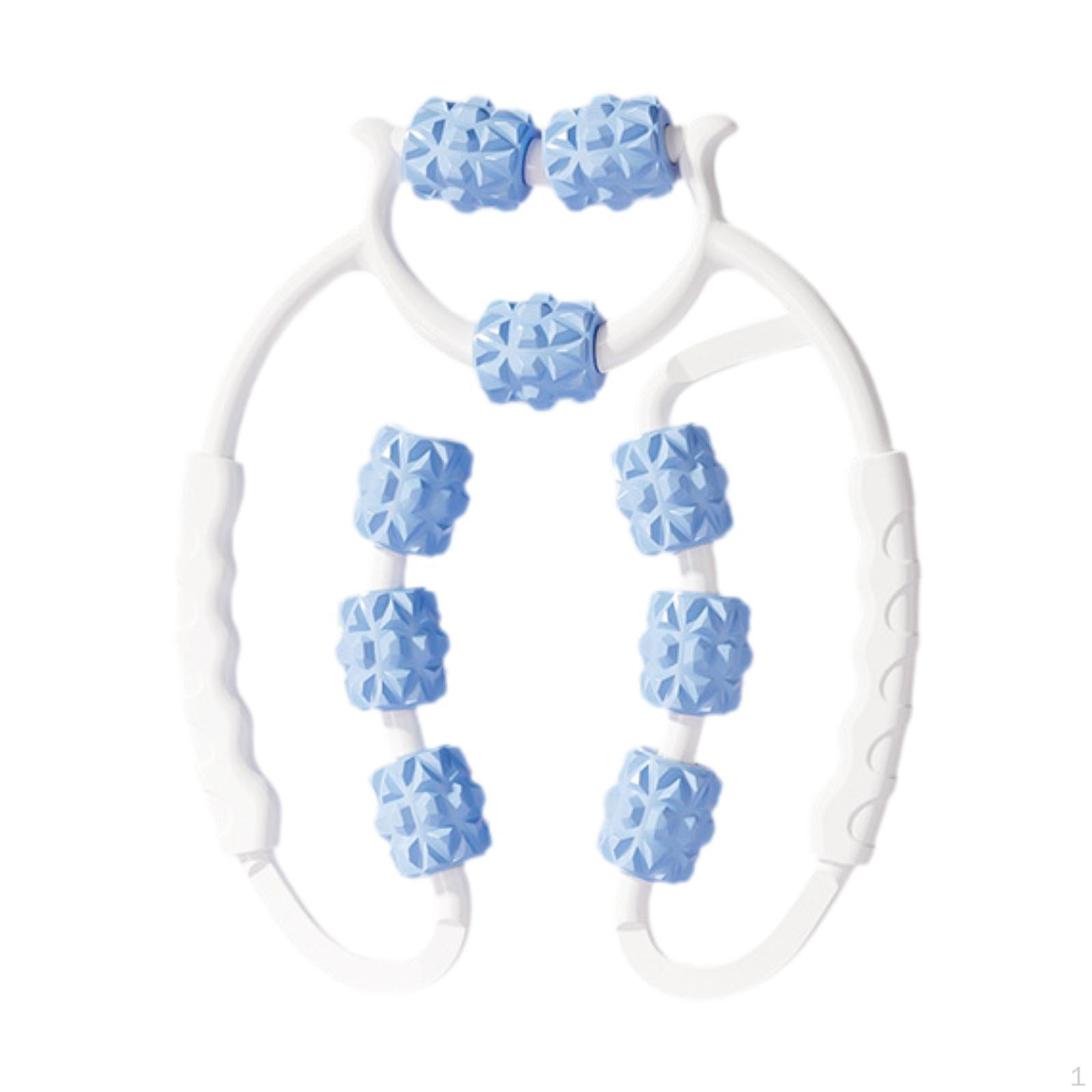 

9 колесный роликовый массажер для мышц рук и ног, массажный прочный круглый зажим синий