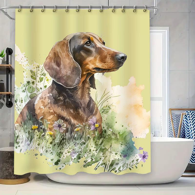 

Luxury Watercolor Dog Shower Curtain Ideal For Pet Lovers Easy Installation, Non-Toxic Environmentally Friendly Perfect Home Dec 90x180cm