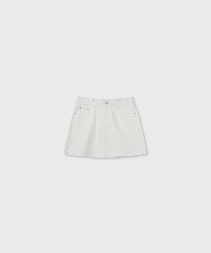 Oioi Collection Classic Denim Mini Skirt_Ivory