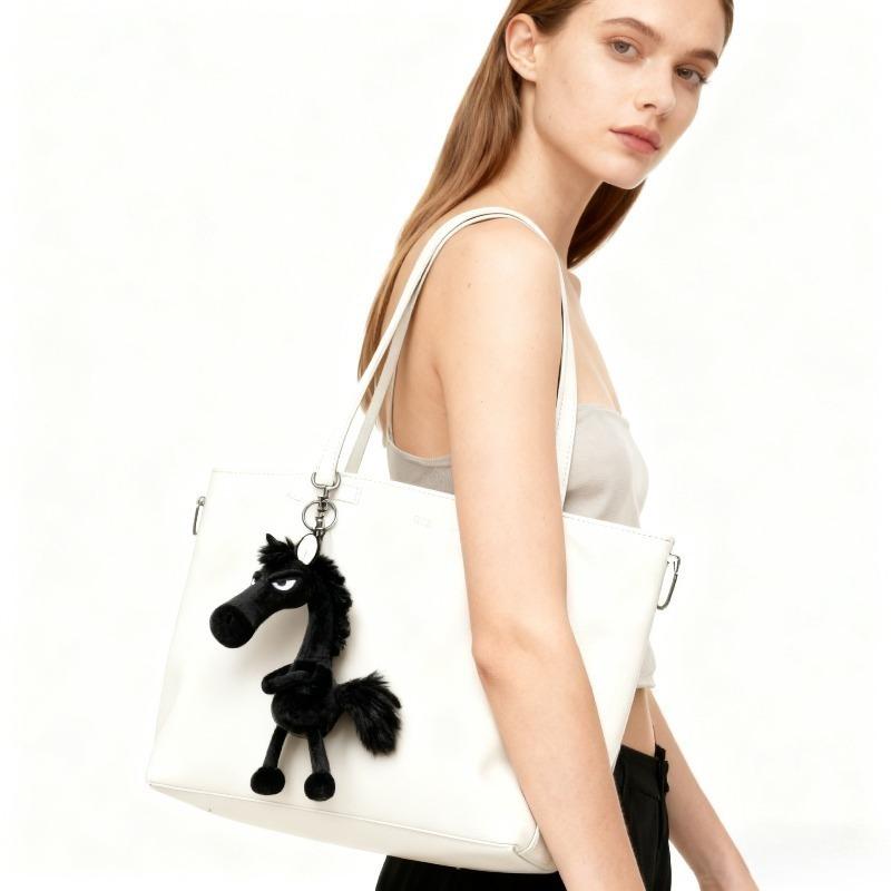 1-10PCS 2026 Year of The Horse Plush Toy Black Pony Mascot Creative Cute Doll Keychain Bag Charm Ornament