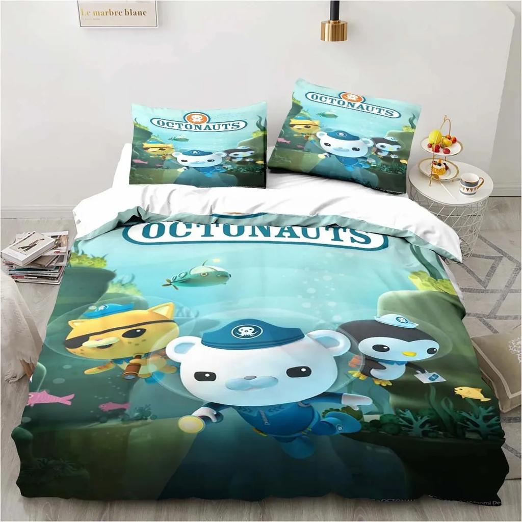 The Octonauts Cartoon Bedding Set Bedroom Bed Three-piece Set Single Double Bed King Size Quilt Cover And Pillowcase Kid's Gift