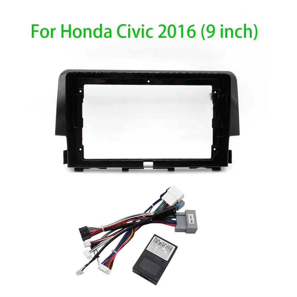 9 Inch Adapter Canbus Box Decoder Car Radio DVD Player Fascias Frame For Honda Civic 2016 Android Dash Fitting Panel Kit