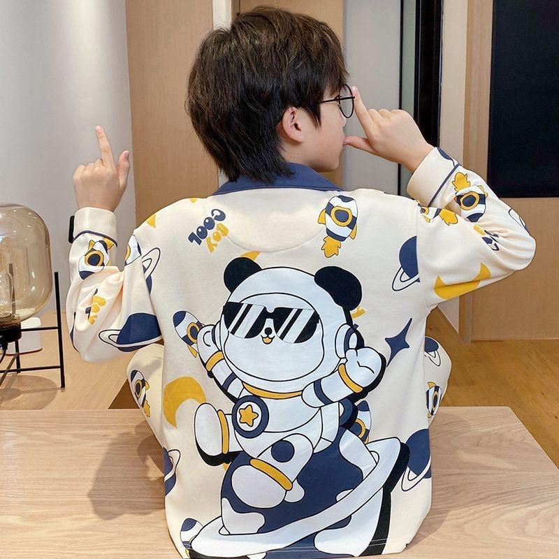 Spring 2026 Cartoon Boys' Long Sleeve Pajama Set for Teens and Kids