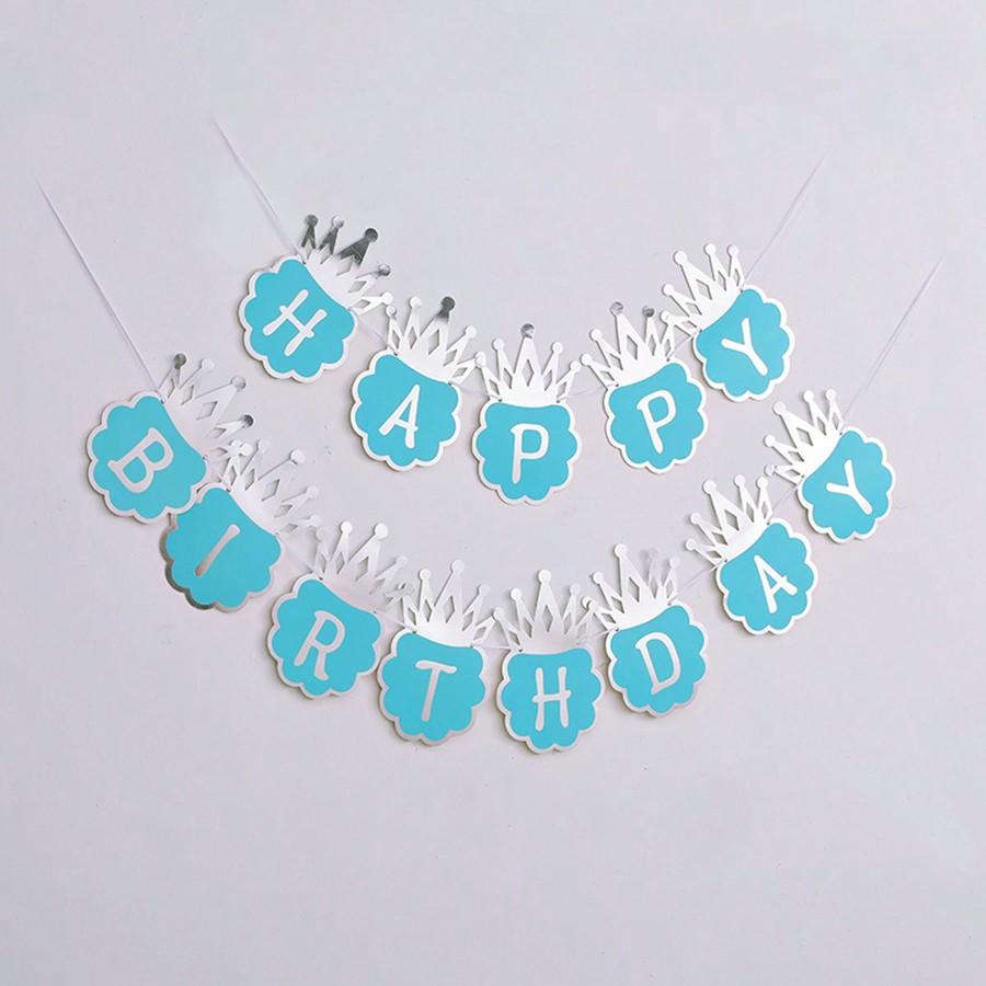 Bronzing Crown Birthday Banner Blue Pink Happy Birthday Banner Prince And Princess Party Decoration First Birthday Party Decor