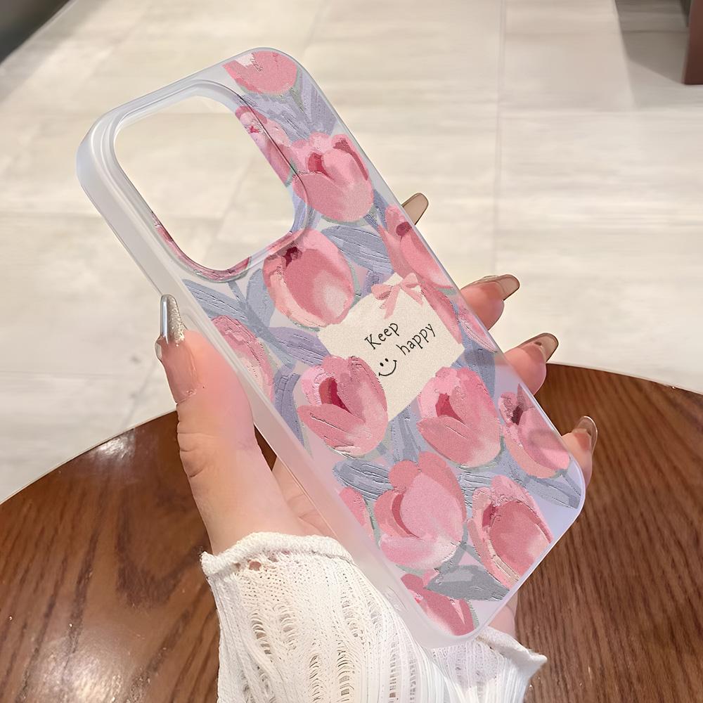 Handyhüllen für iPhone 11 13 15 Pro Max 12 14 Pro Max Hülle iPhone 16 15 Plus 13 Pro 12 Frosted Texture Painted Cartoon Flowers