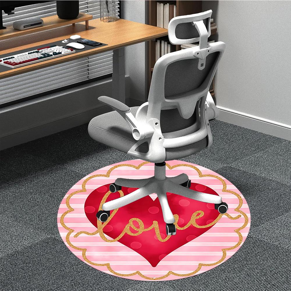 

1pc Heart Love Chair Carpet for Office Non Slip, Machine Washable Rug for Office, Room Holiday Decor for Christmas, Birthday Polyester 80cm