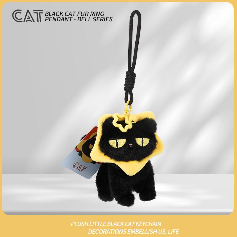 Christmas Black Cat Keychain for Bag Hanging Ornament Halloween Black Cat Keyring Pendant Accessory Halloween Party Gift