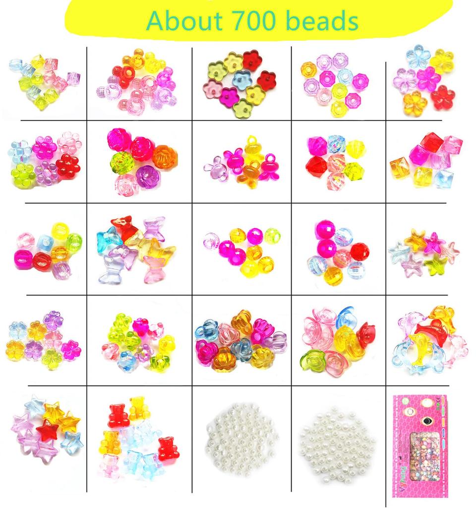 Vytung Beads DIY Accessories Bracelet Bead Toys, 24 Types, Size 2 Colors with Storage Case