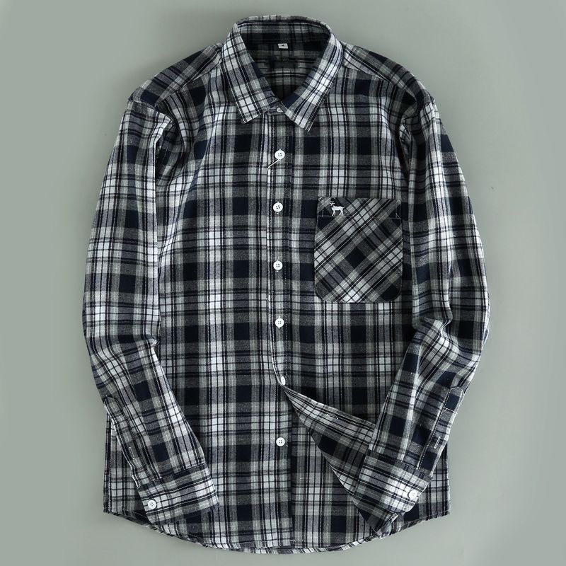 High-Quality Export Factory Surplus Autumn and Winter Men's Plaid Long-Sleeve Shirts, Comfortable Plus-Size Men's Shirts, Trendy Tops