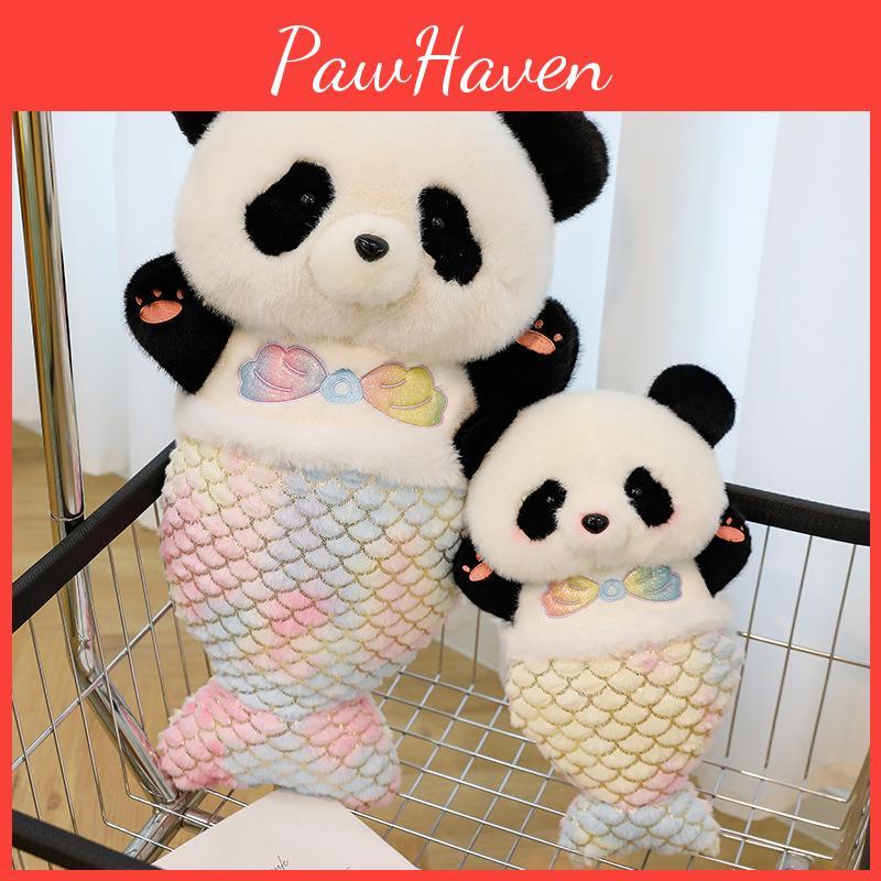 Panda Turned Mermaid Plush Toy Cute Cartoon Girl Children Birthday Gift Dolls