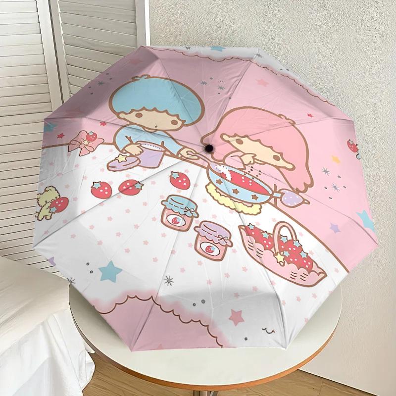 1PC strawberry jam little twin stars Umbrella-8-Rib Reinforced, Automatic Open, Lightweight & Durable, Cute Fashion Accessory for Outdoor-P75