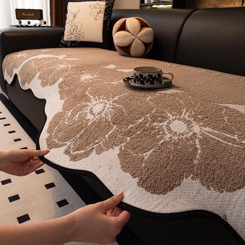 Special-Shaped Sofa Cushion Winter Plush Light Luxury High-End Straight-Row Leather Sofa Seat Cushion  New Sofa Cover