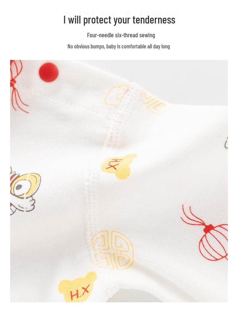 Newborn Chinese Style Cotton Long Sleeve Romper