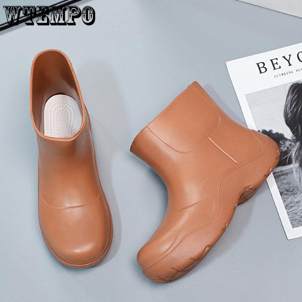 Damen Regenstiefeletten, wasserdichte Freizeitschuhe, große rutschfeste Stiefeletten, dicke Sohle, feste Stiefel