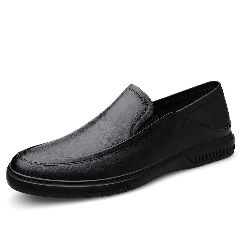

Мужская повседневная обувь из натуральной кожи, мужские лоферы, дышащая офисная обувь, повседневная мужская дизайнерская обувь слипоны для вождения 37 чёрный