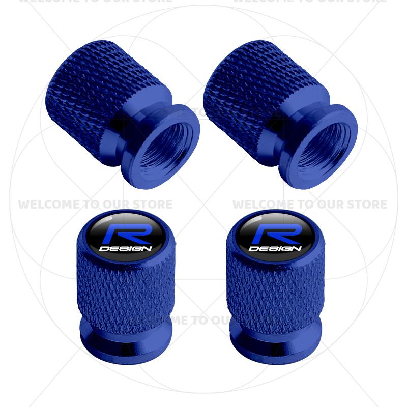 For Volvo R Design Emblem S90 V90 XC60 T8 V70 S60 V60 EX30 Moose 4Pcs Aluminum Car Tire Valve Caps Wheel Stem Air Dust Covers