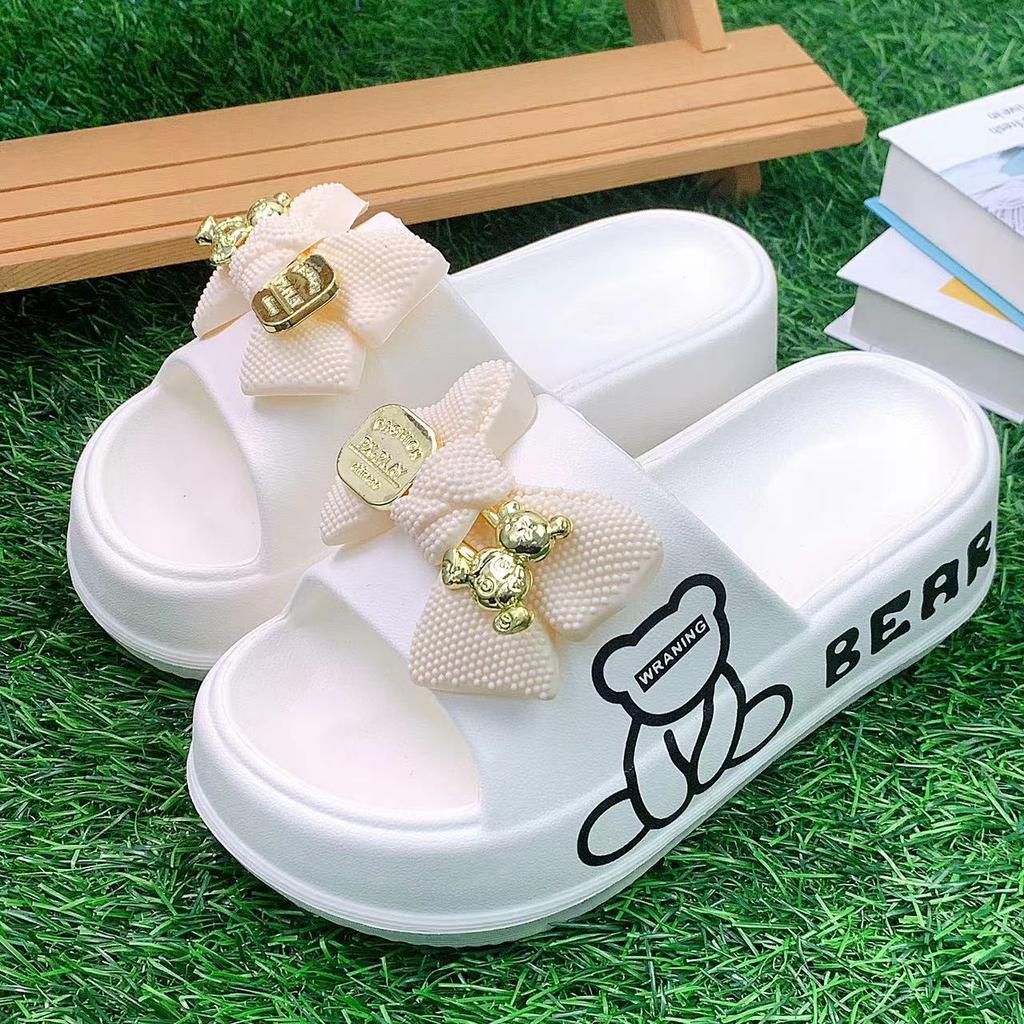 Slippers Women's New Thick-soled Bear Bow EVA Slippers Women's Spring and Summer Fashion One-word Slippers