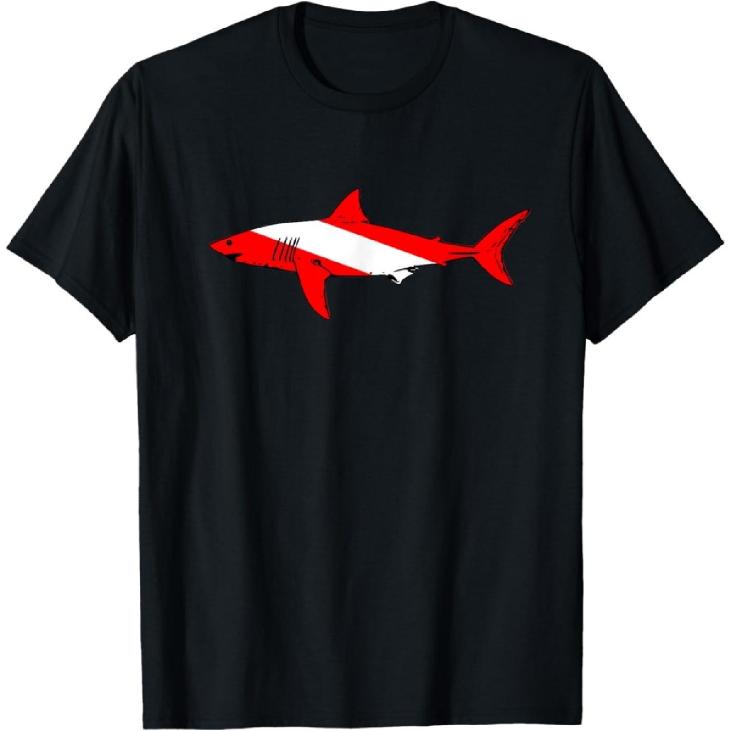 DIVE Shark Diver Down Flag Scuba Diving Graphic T-Shirt T-Shirt S
