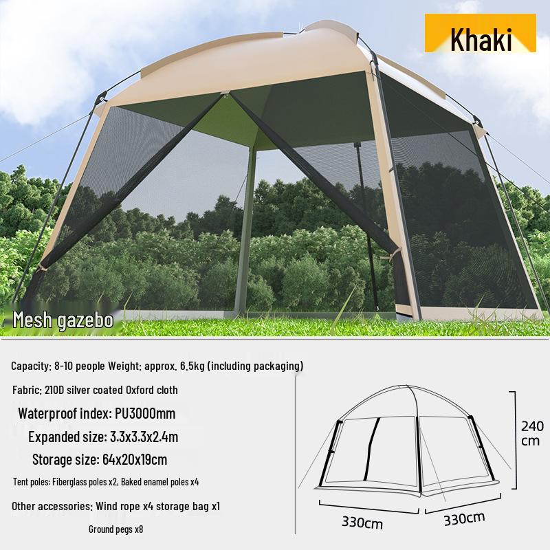 Tente de camping ombragée en maille d'extérieur avec répulsif anti-moustiques et abri rafraîchissant