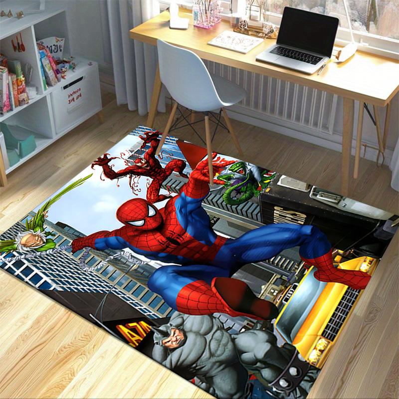 1pc Spiderman Black Suit Carpet for Playroom Bedroom Living Room Sofa Home Decor,kids Game Area Rug Non-slip Floor Mat Y826146