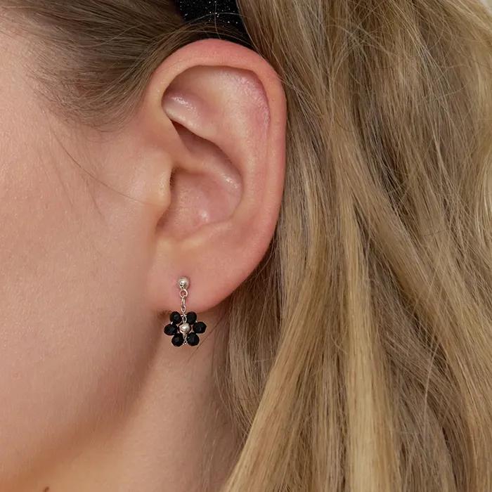 Mini Floral Earrings (BLACK)