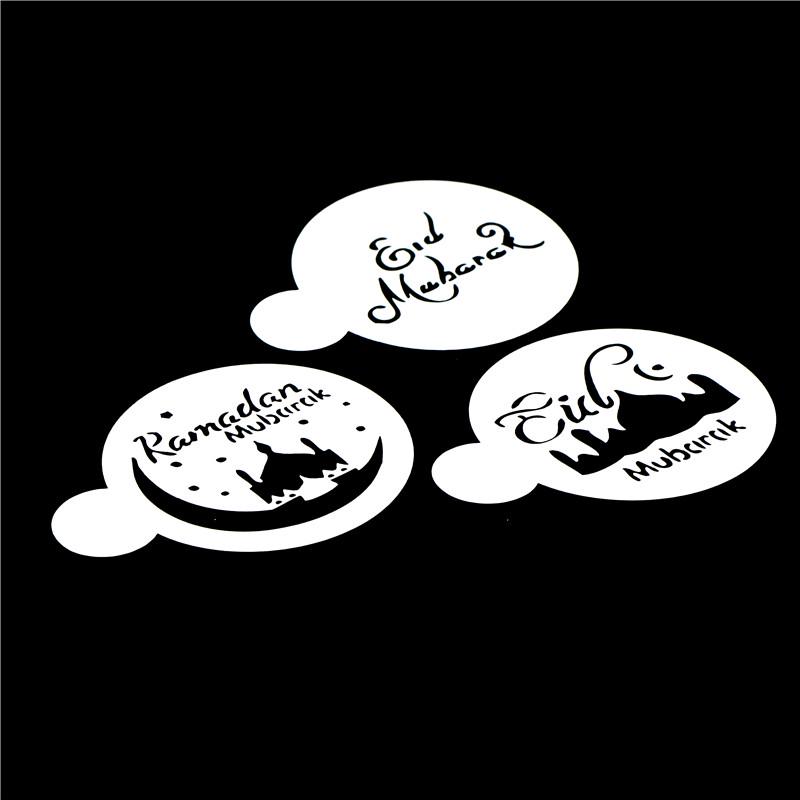 3pcs/set Mosque Eid Mubarak Ramadan Design Coffee Stencils Cake Template ToolZY 3pcs/set Mosque Eid Mubarak Ramadan Design Coffee Stencils Cake Template ToolZY