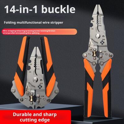 1/2Pcs 14-in-1 Multifunktions Abisolierzange mit Ergonomischem Griff Faltbares Design Hohe
