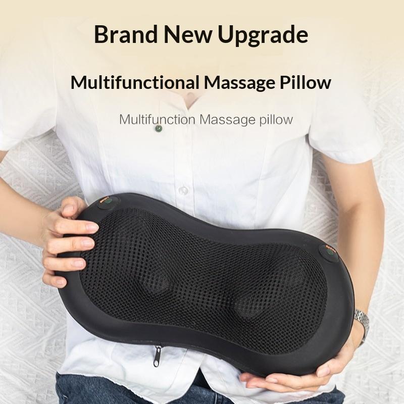 Portable 4D Heated Shiatsu Massager Pillow Ergonomic Neck Back Muscle Soreness Relief for Home Car Travel Office