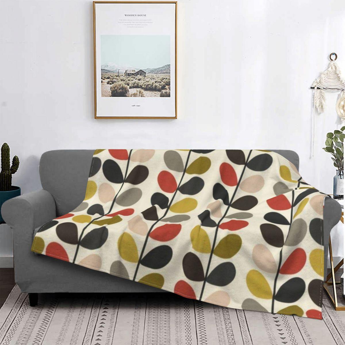 Coperta in Flanella Orla Kiely Hygge Colorata con Design Multi Fiore 1960 retrò Coperta Decorativa Moda Divano Letto Soggiorno 150*125cm Trapunta