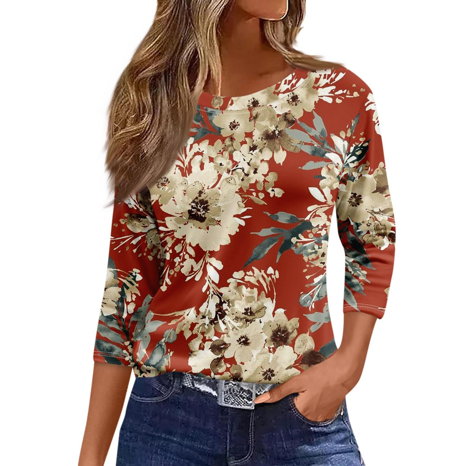 

Футболка с коротким рукавом, женская модная повседневная свободная футболка с круглым вырезом и рукавами 3/4, женская верхняя одежда с принтом 6XL