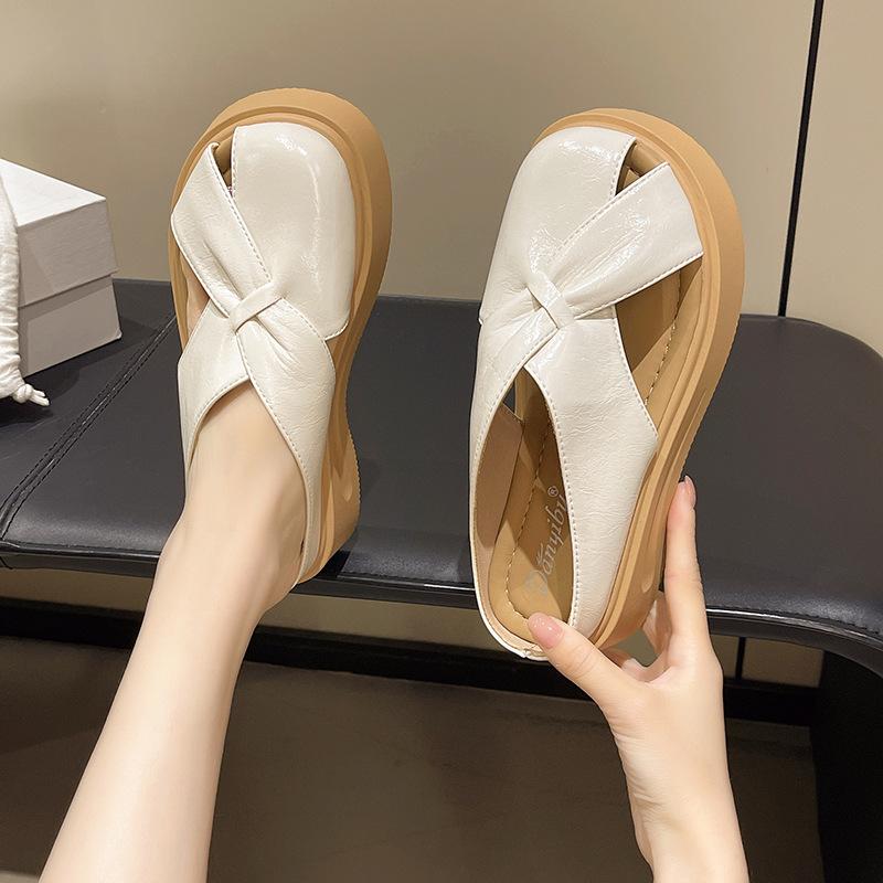 

Baotou half slippers women wear summer new flat cool slippers lazy fashion shoes women 35