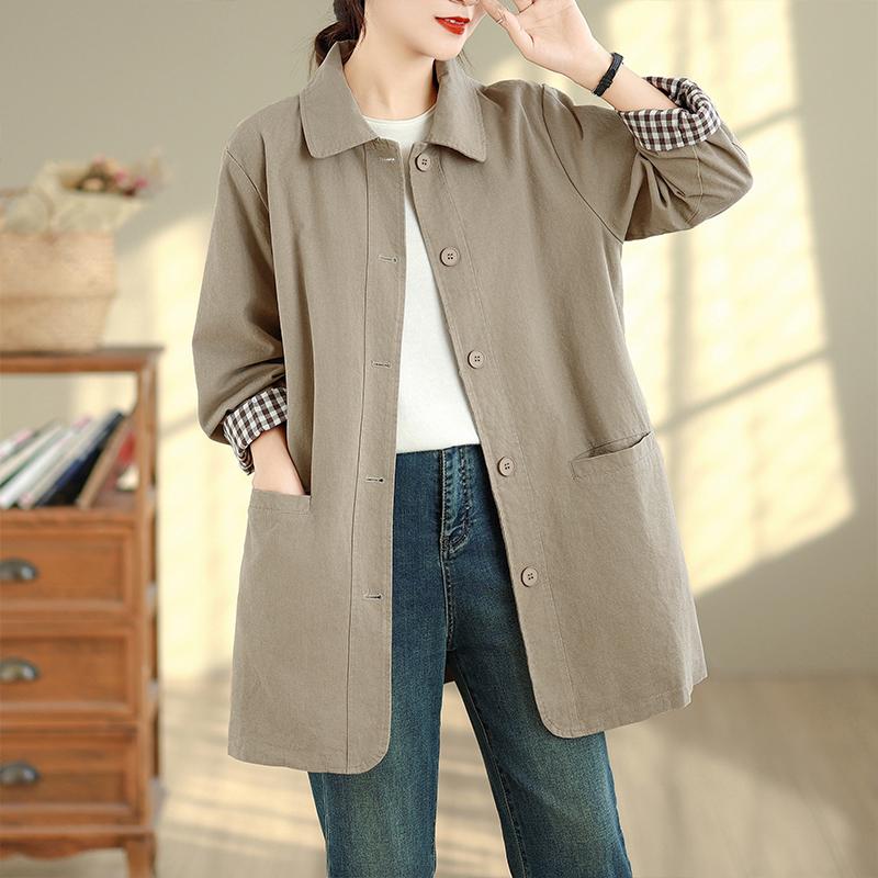 DIMANAF 2025 New Autumn Winter Women Plus Size Coats Jackets Cotton Loose Casual Lady Outerwear Trench