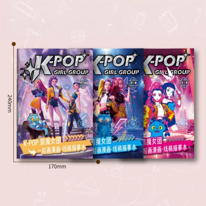 1/3 Adet Kpop Şeytan Avcıları Rahat Boyama Kitapları Çocuk Çizim Sanat Malzemeleri Huntrix Rumi Mira Zoey Resim Kitabı Hediyeler