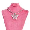 Unisex Butterfly Pendant Cuban Chain: Hip Hop Style Alloy Necklace with Full Diamond Design