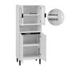 Tall Bookshelf with Tempered Glass Door and Adjustable Shelf, 4 Doors, Painted MDF Cabinet, White, Storage for Living Room and Bedroom