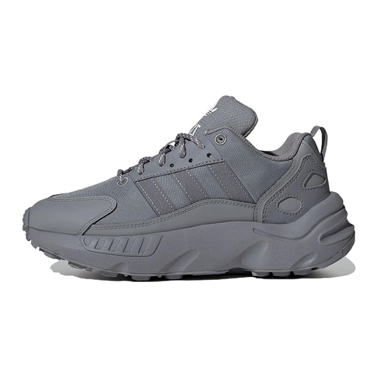 Adidas Originals ZX 22 Round Toe Lace-Up Cushioning Durable Low-Top Running Shoes Kids Sneakers Gray HQ1571