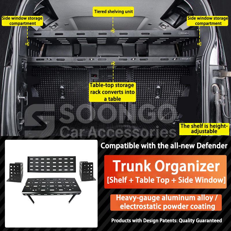 For Land Rover Defender 110 Car Trunk Storage Rack Shelf Expansion Tailgate Organizer Partition Board Auto Modification Parts XS7