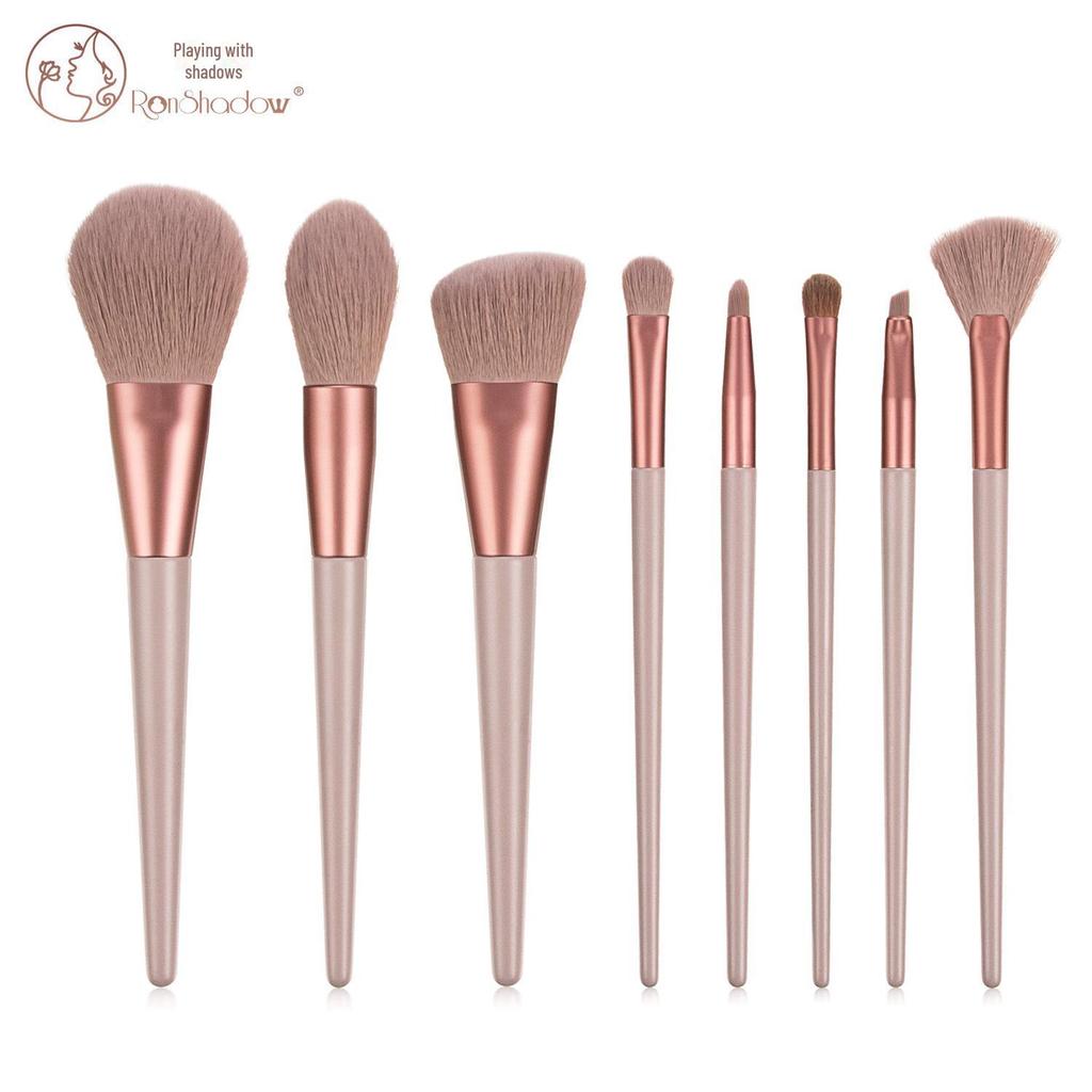 Nongying 8-Piece Animal Hair Makeup Brush Set with Storage Bucket for Beginners