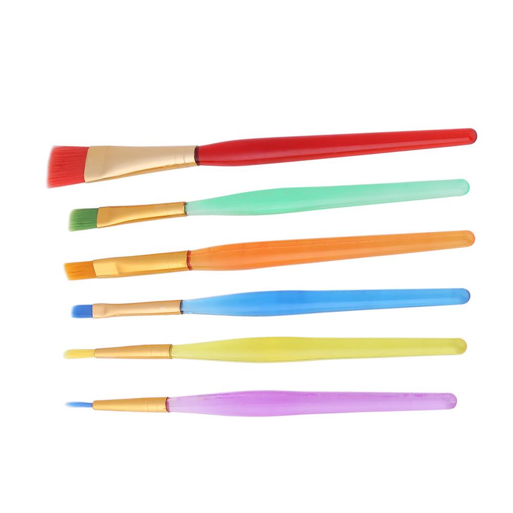 6 Pcs Paint Brush Set, Colorful Nylon Hair Paints Artist Pinteboises with Plastic Handle for Body Rock