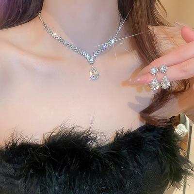 Vienkārši ūdens pilienu kaklarotas auskari sievietēm kāzu līgavas gaiši grezni juvelierizstrādājumu komplekti aksesuāri